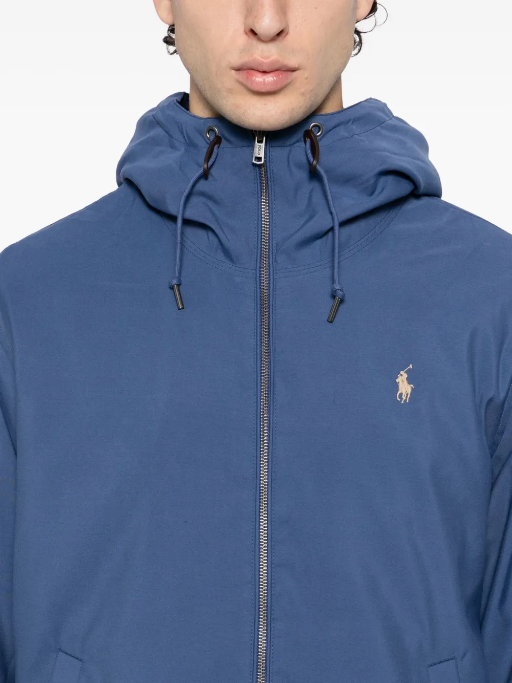 Polo Ralph Lauren Water-repellent Hooded Harrington Jacket In Blue