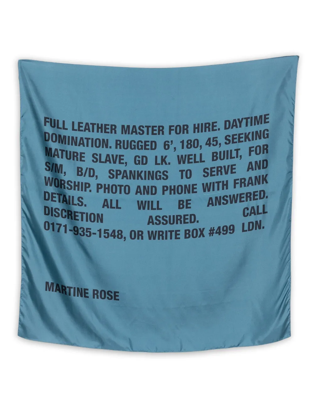 Martine Rose text-print silk scarf | Blue | Image 1