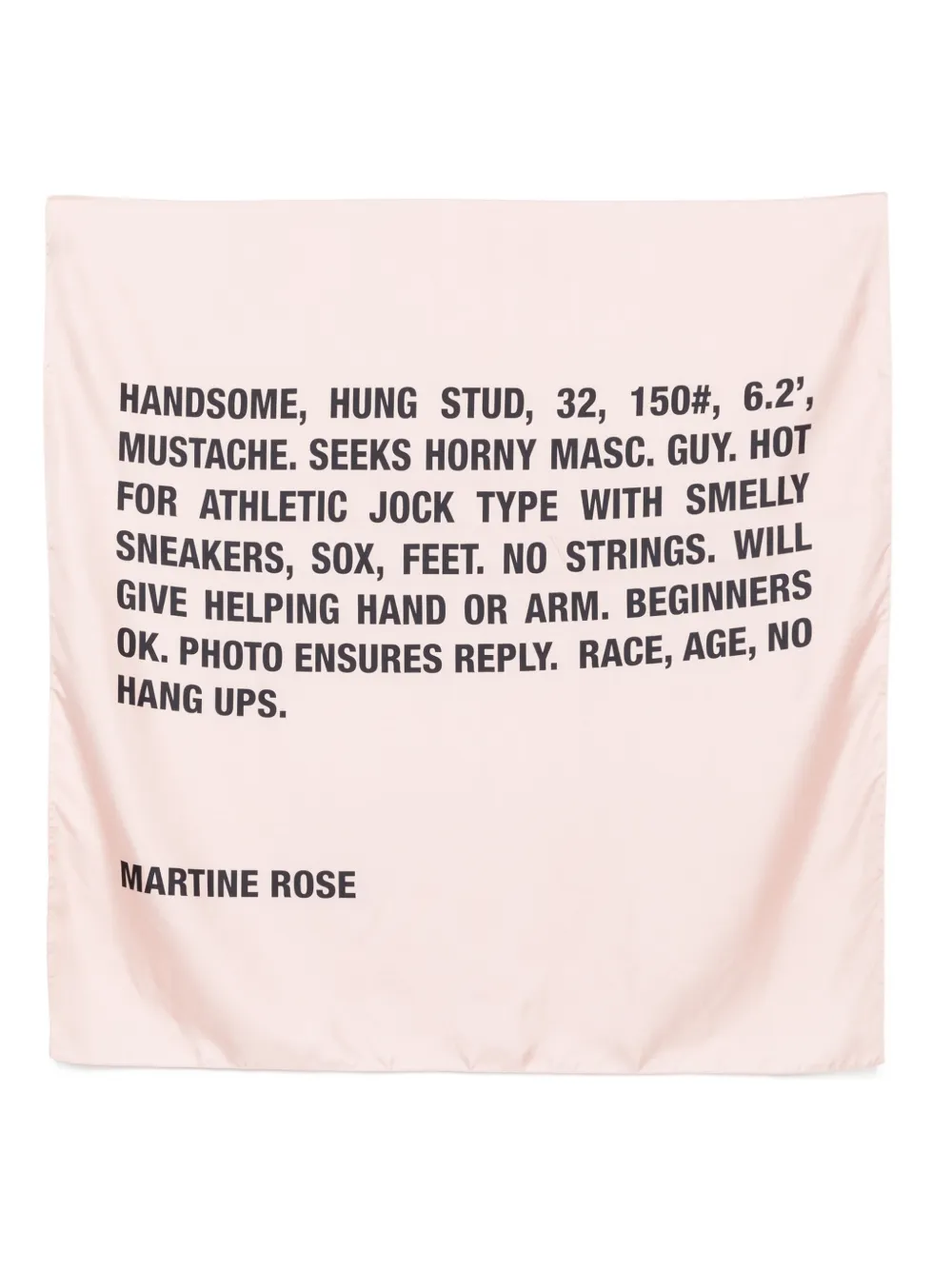 Martine Rose text-print silk scarf | Pink | Image 1