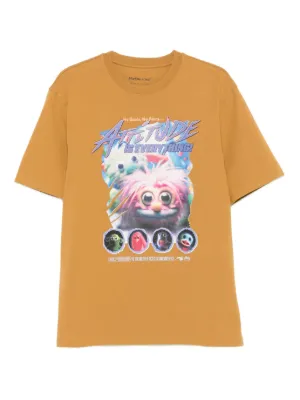 Martine Rose Shrunken graphic-print T-shirt | Brown | FARFETCH