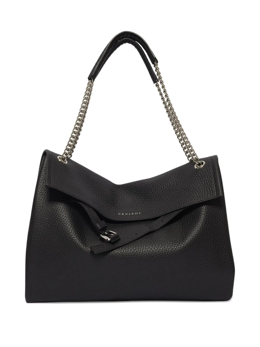 Orciani chain-strap pebble-leather shoulder bag Zwart