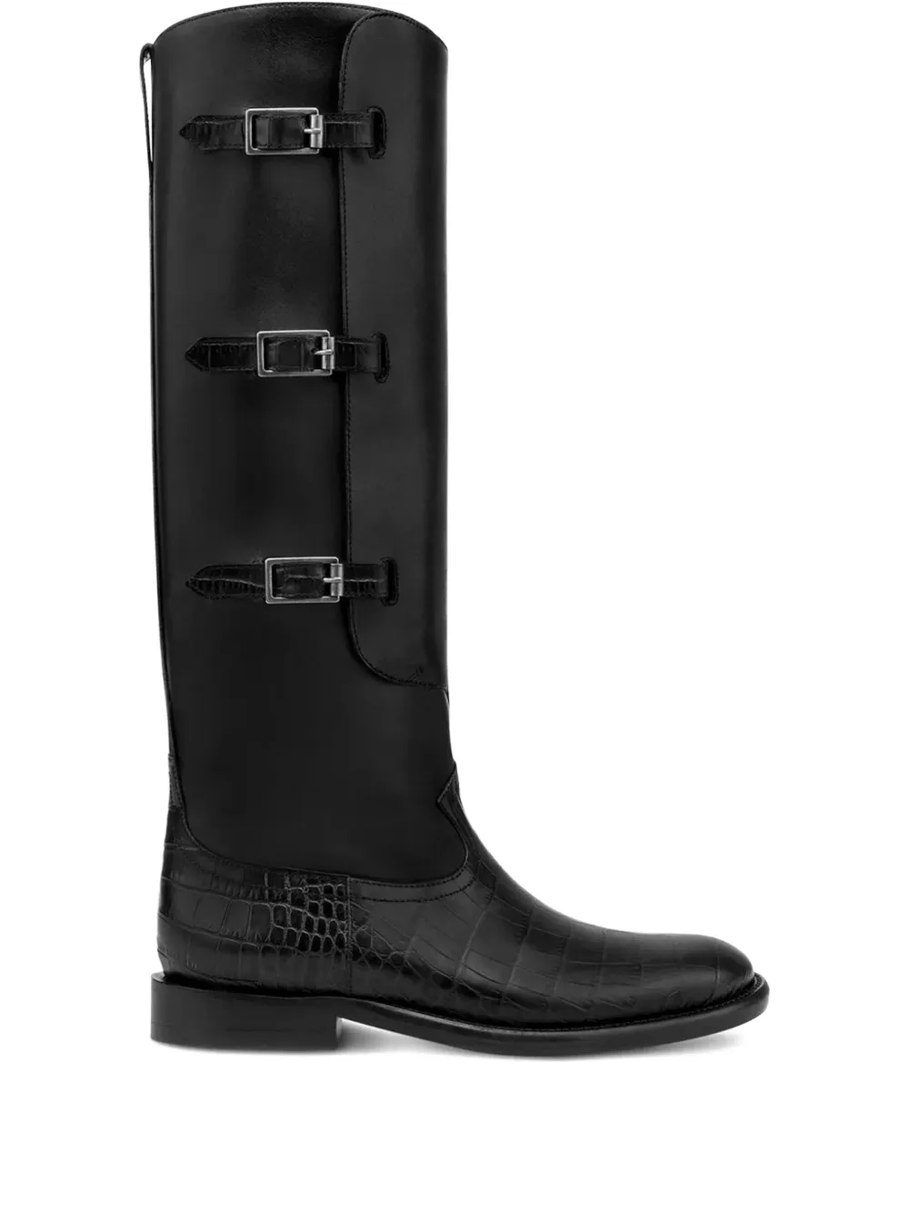 Paris Texas 20mm Montana Buckle crocodile-embossed boots Black
