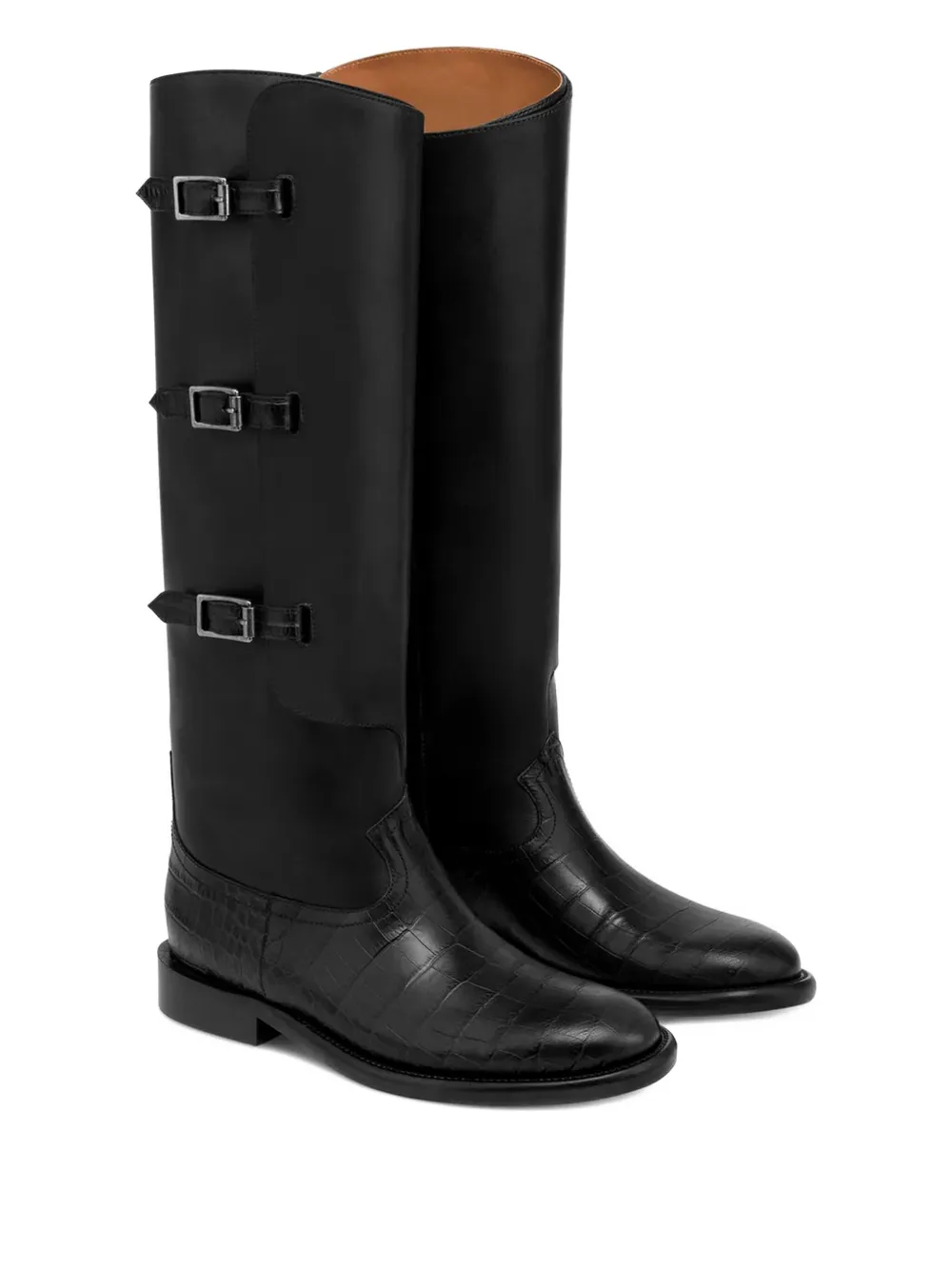 Paris Texas 20mm Montana Buckle crocodile-embossed boots Black