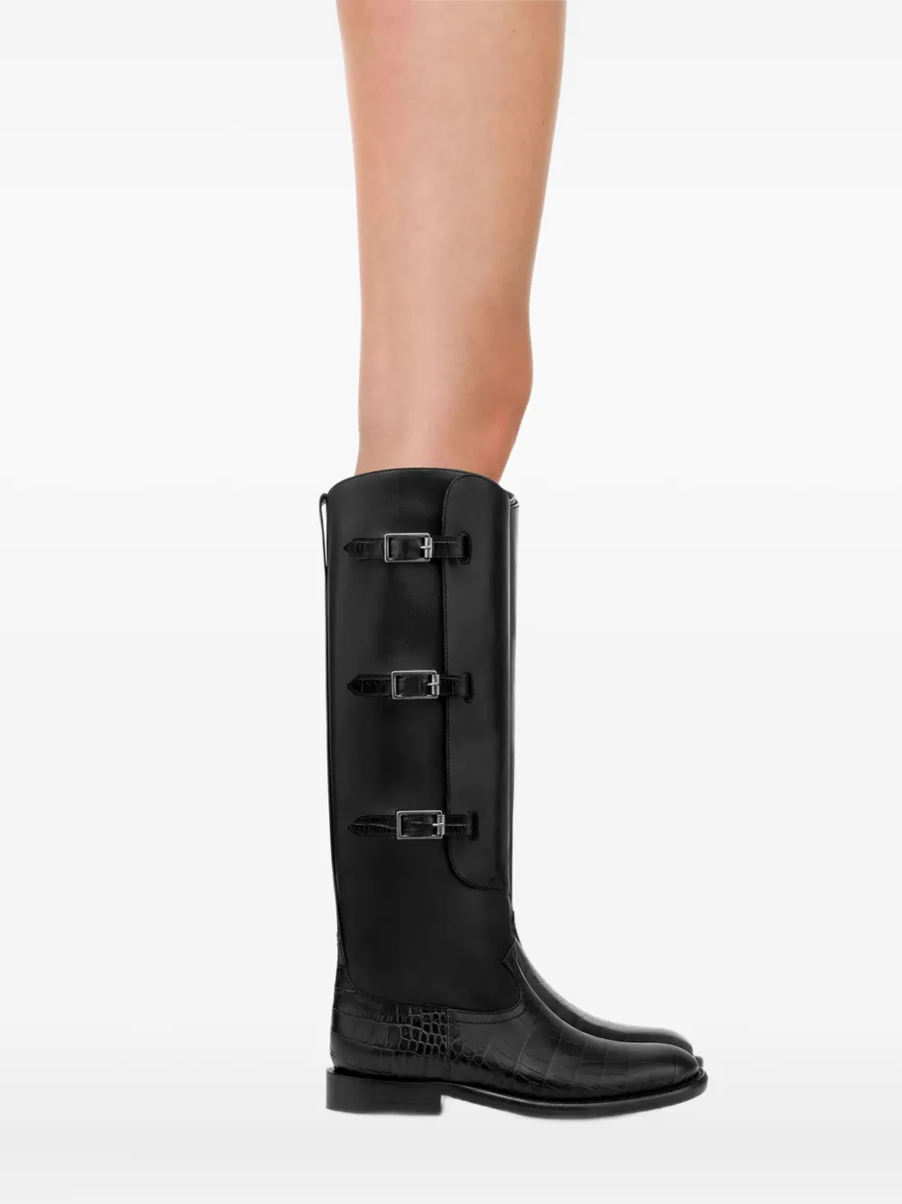 Paris Texas 20mm Montana Buckle crocodile-embossed boots Black
