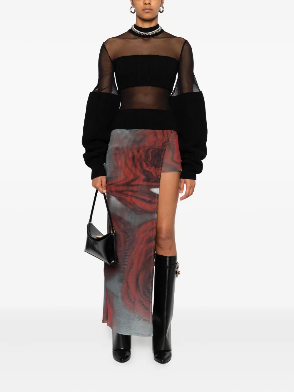 Jean Paul Gaultier Blurry Roses Mini Skort In Multi