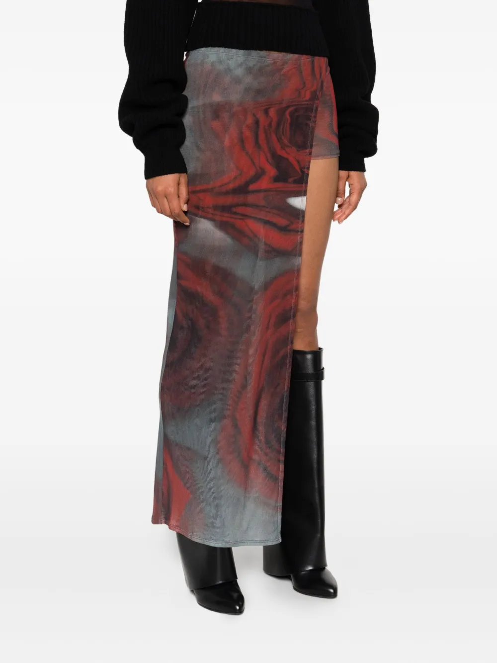 Jean Paul Gaultier Blurry Roses mini-rok Rood