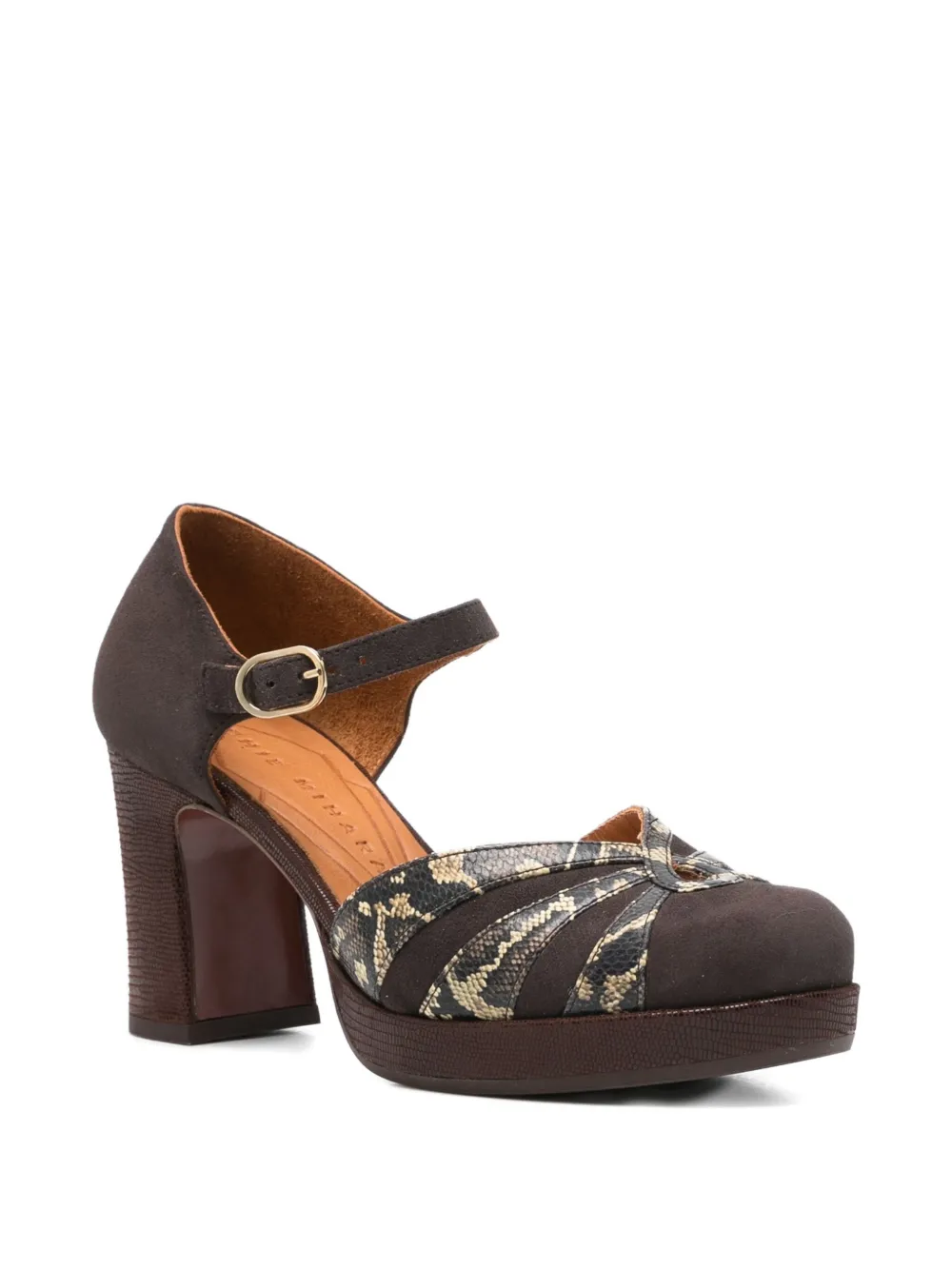 Chie Mihara 80mm ankle-strap heeled pumps Brown