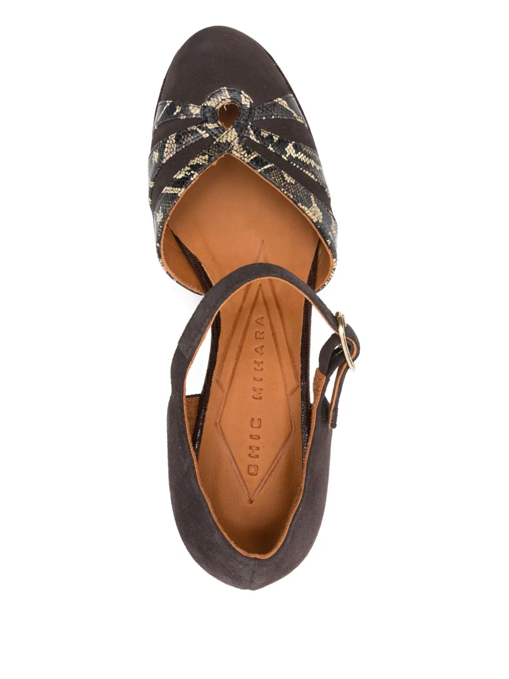 Chie Mihara 80mm ankle-strap heeled pumps Brown