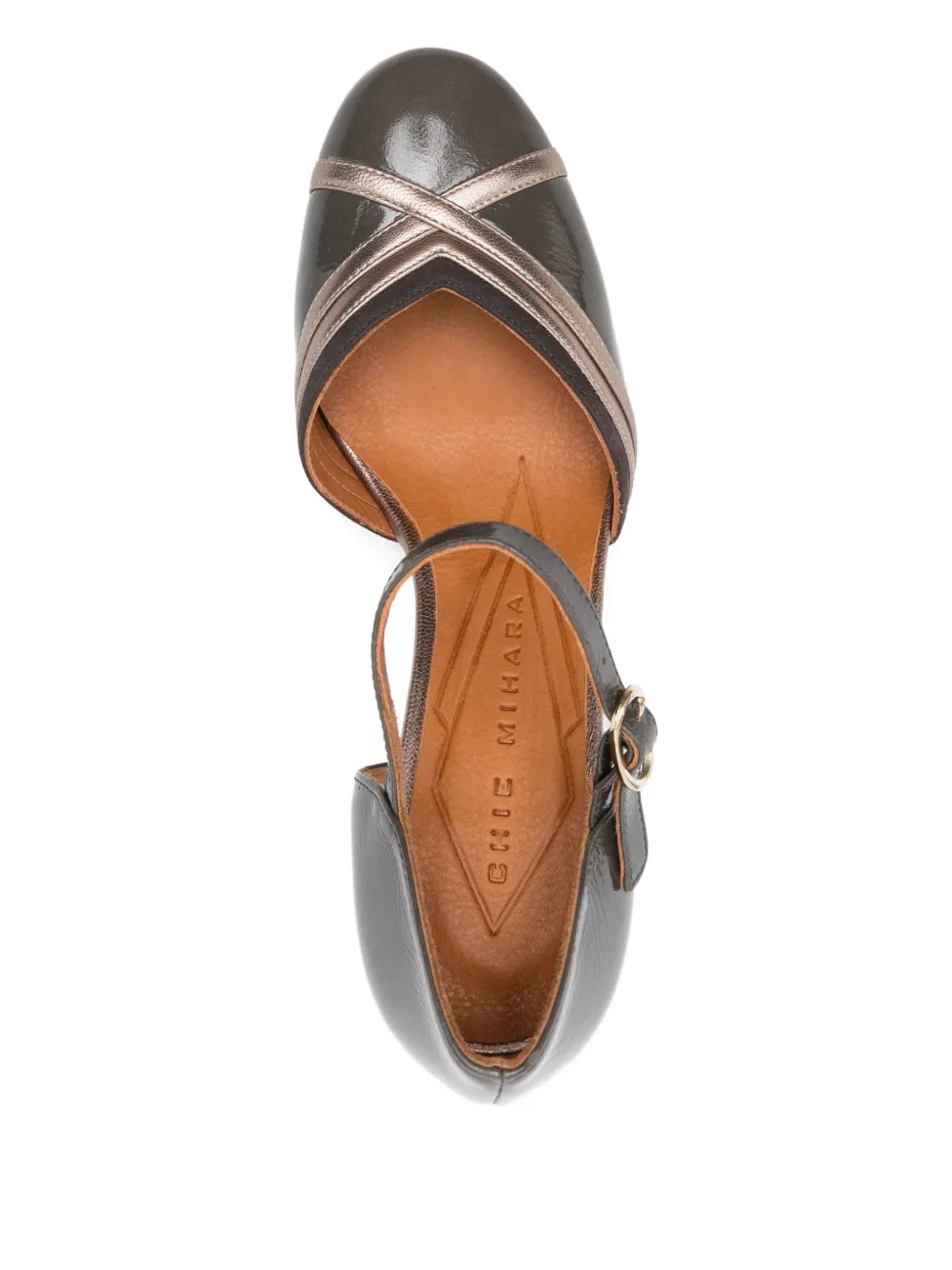 Chie Mihara 80mm Ankle-strap Block-heel Pumps In Gray