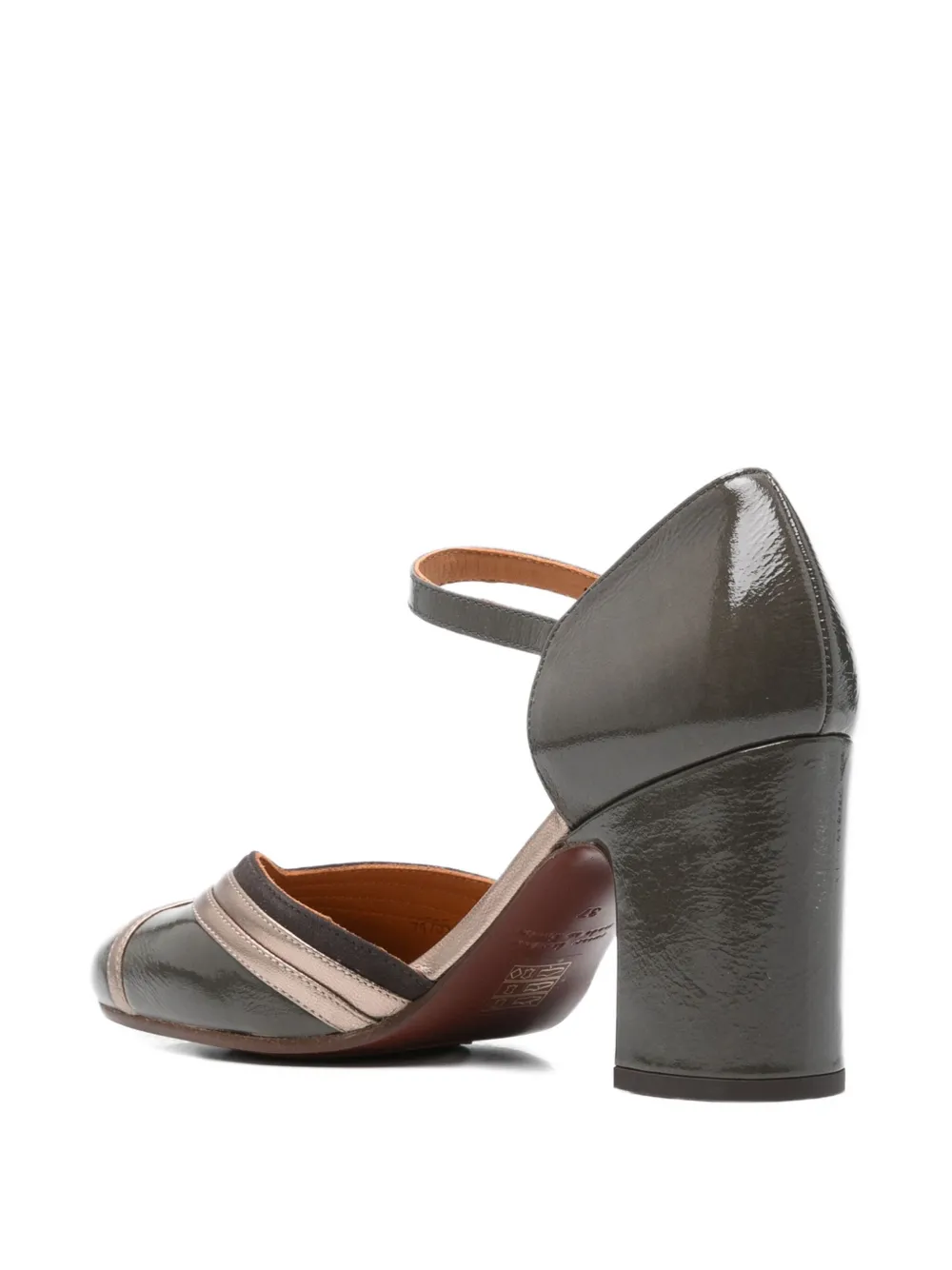 Chie Mihara 80mm Ankle-strap Block-heel Pumps In Gray