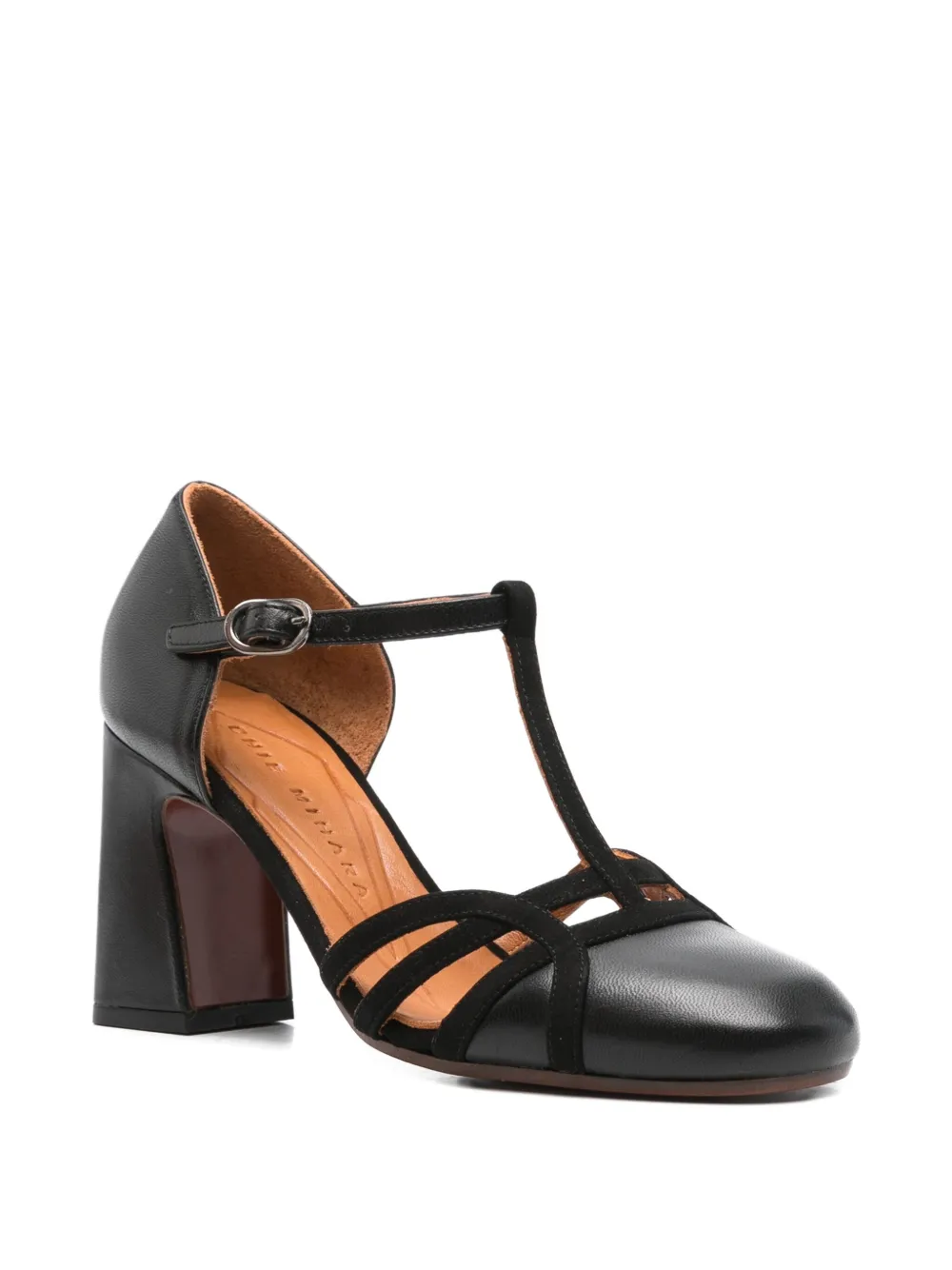 Chie Mihara 85mm T-bar block-heel pumps Black