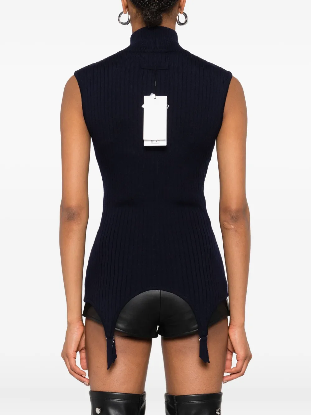 Jean Paul Gaultier ribbed sleeveless top Blauw