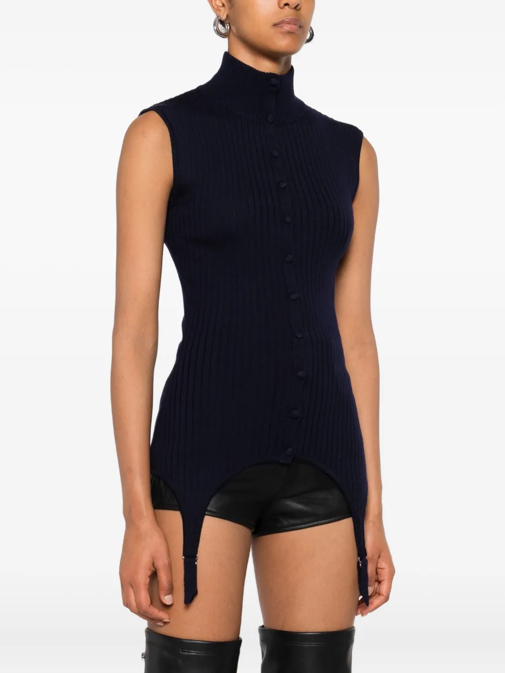 Jean Paul Gaultier ribbed sleeveless top Blauw