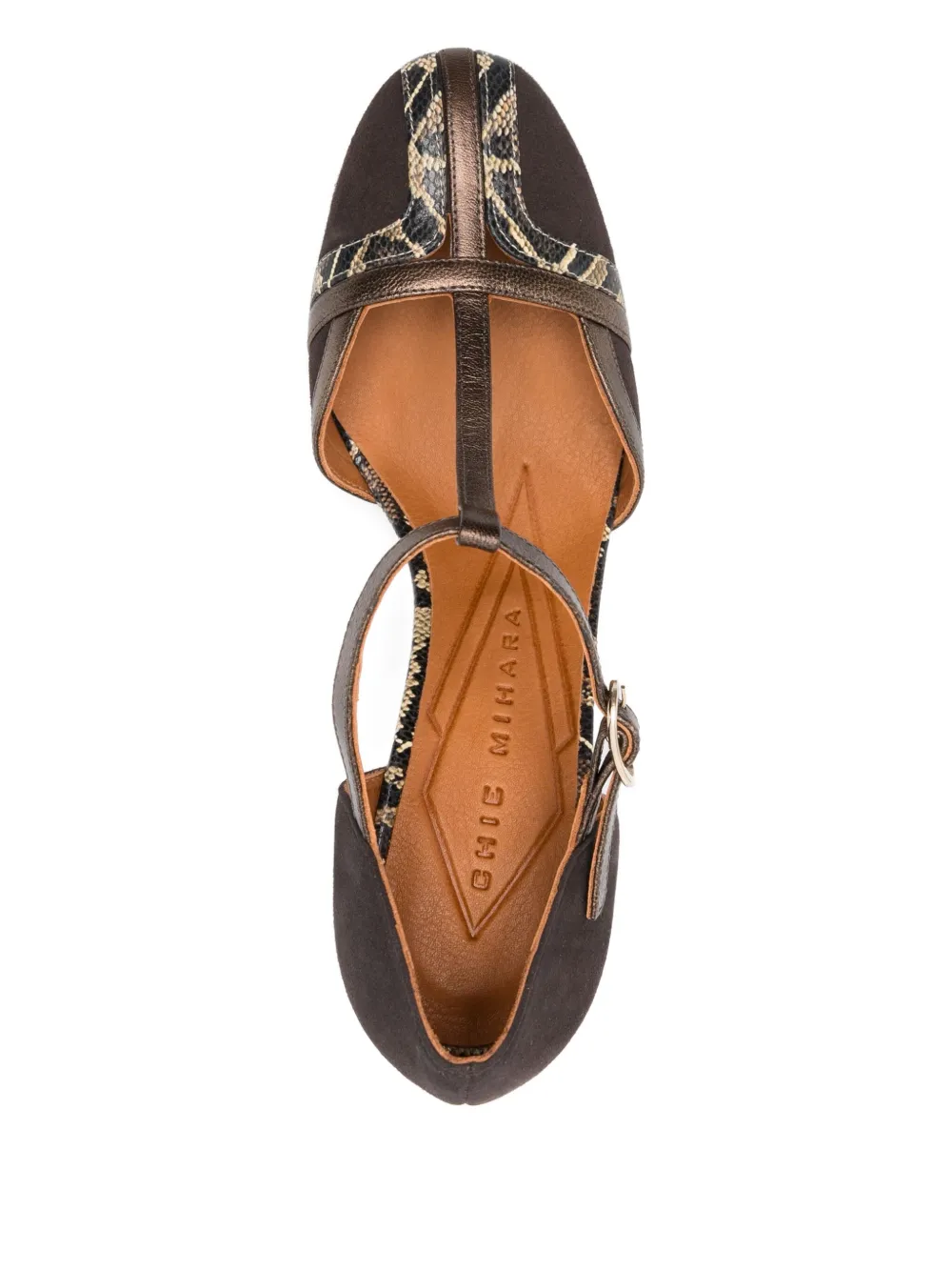 Chie Mihara 85mm t-bar block-heel pumps Brown