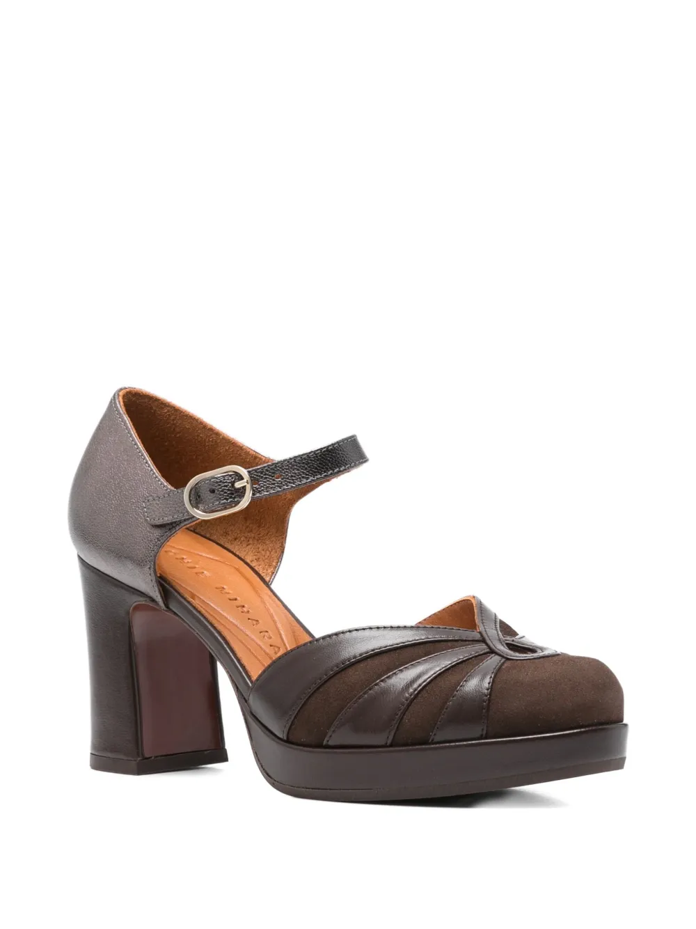 Chie Mihara 80mm ankle-strap heeled pumps Brown