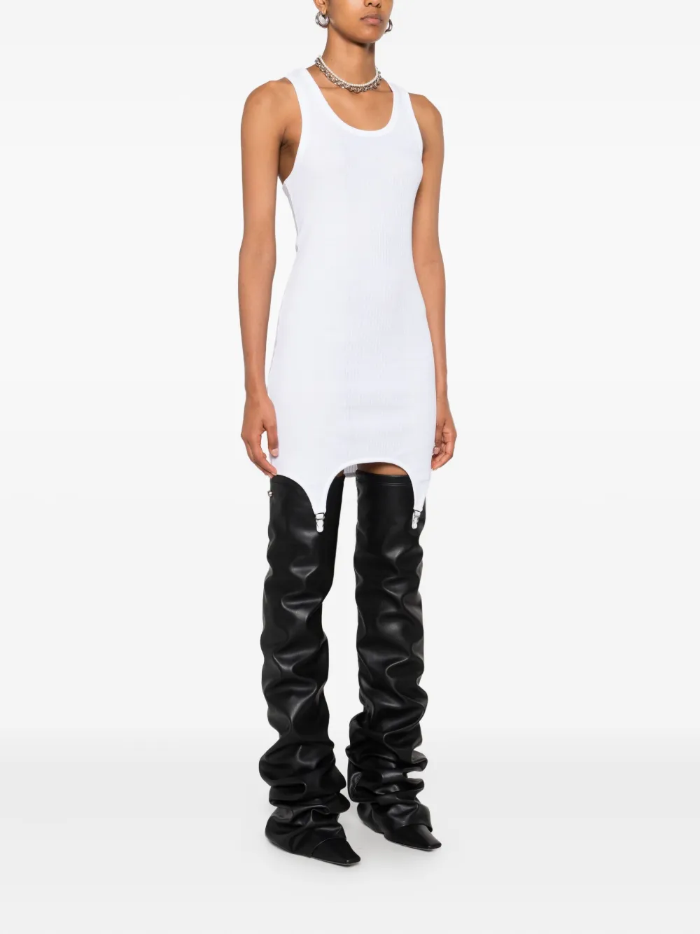 Jean Paul Gaultier ribbed mini dress Wit