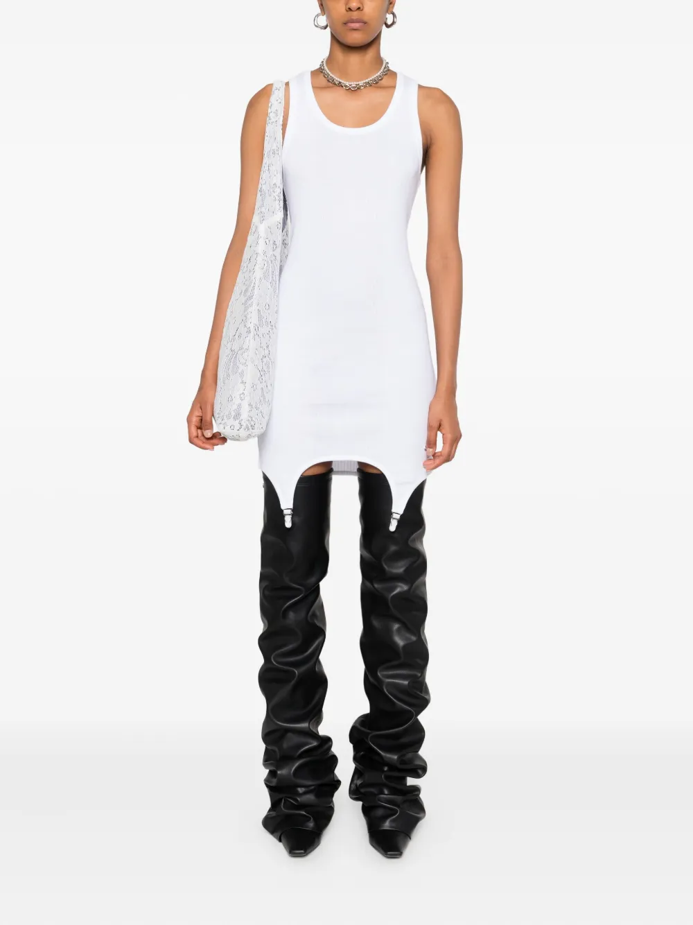 Jean Paul Gaultier ribbed mini dress Wit