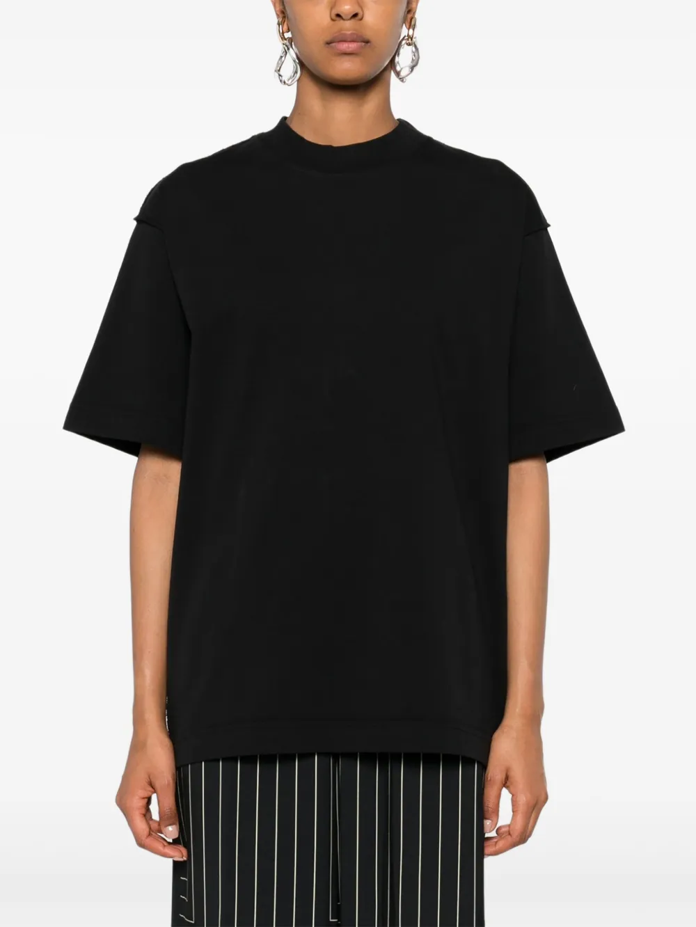 FEDERICO CINA Katoenen T-shirt met korte mouwen Zwart