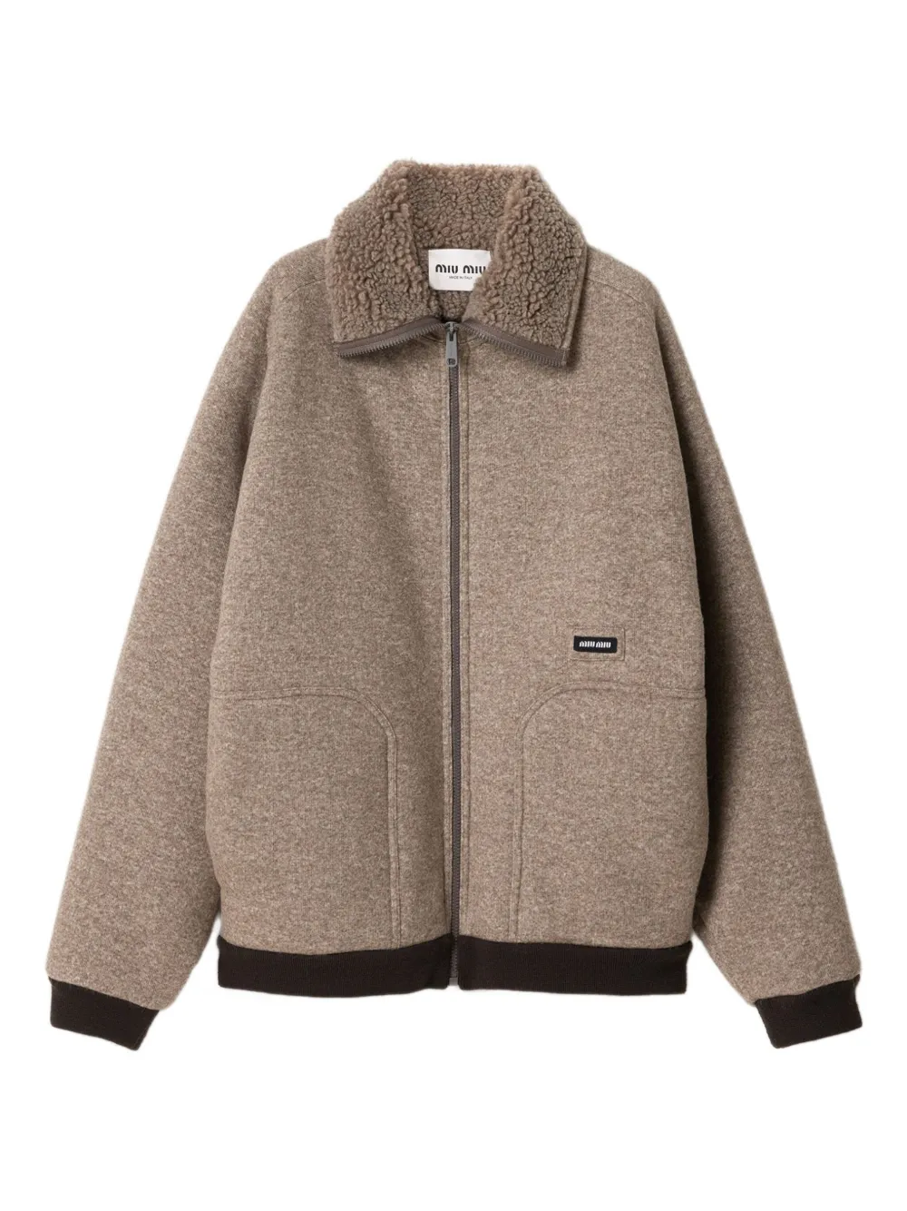 Miu Miu fleece bomber jacket | Neutrals | Image 1