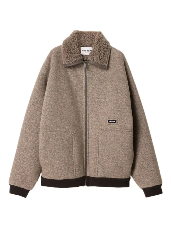 Miu Miu フリース ボンバージャケット | ニュートラル | FARFETCH JP
