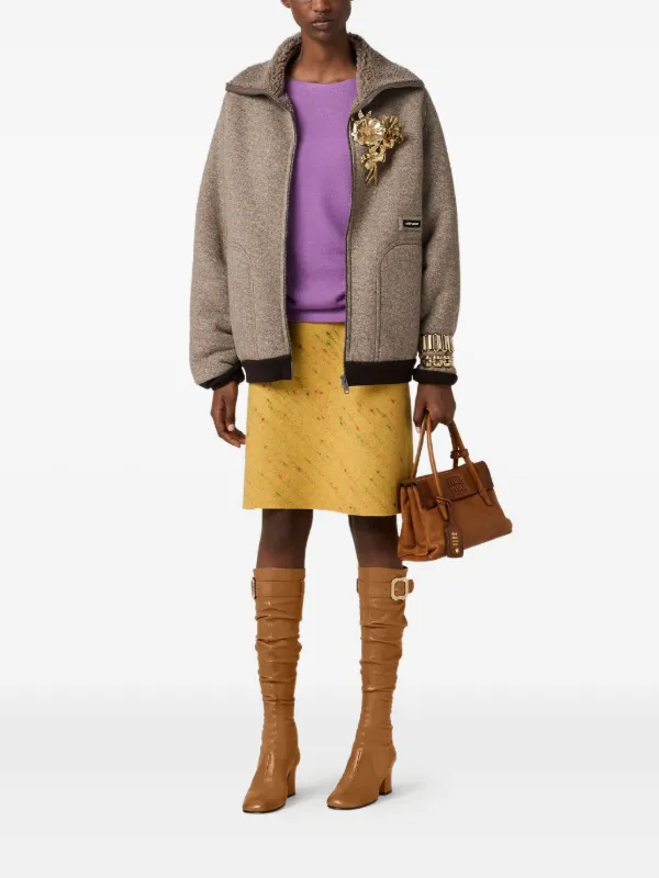 Miu Miu Fleece Bomber Jacket | Neutrals | FARFETCH