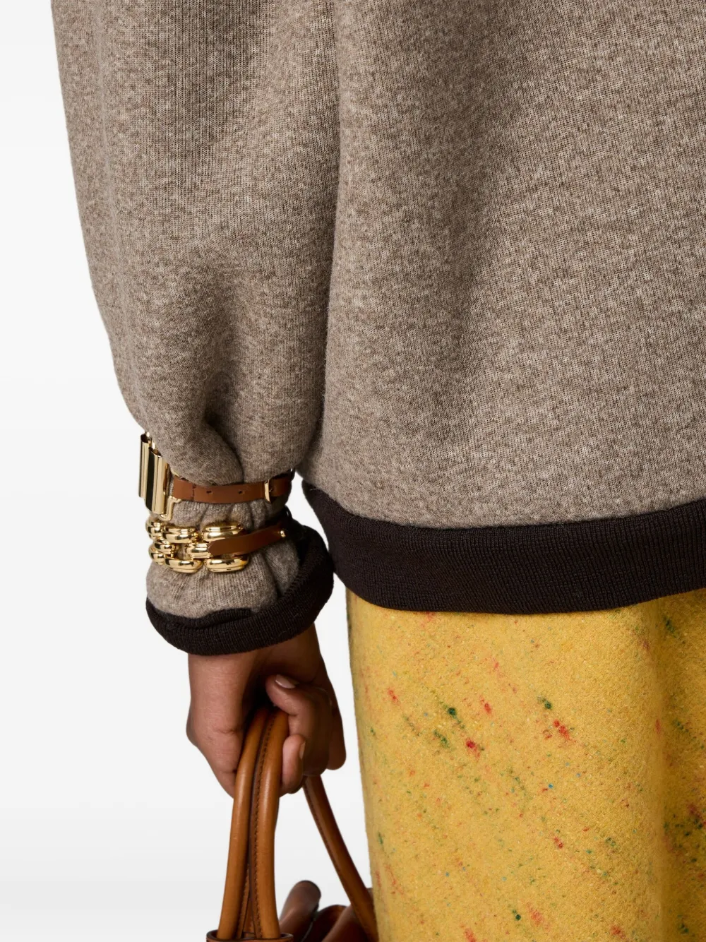 Miu Miu Cotton Fleece Zipper Blouson Jacket In Brown