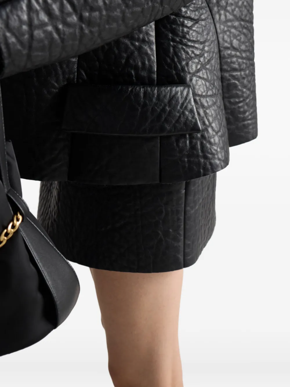 Prada Leren mini-rok met textuur Zwart