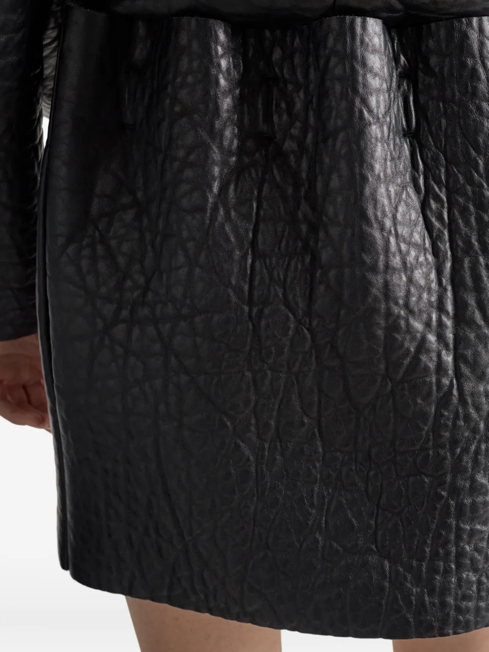 Prada Leren mini-rok met textuur Zwart