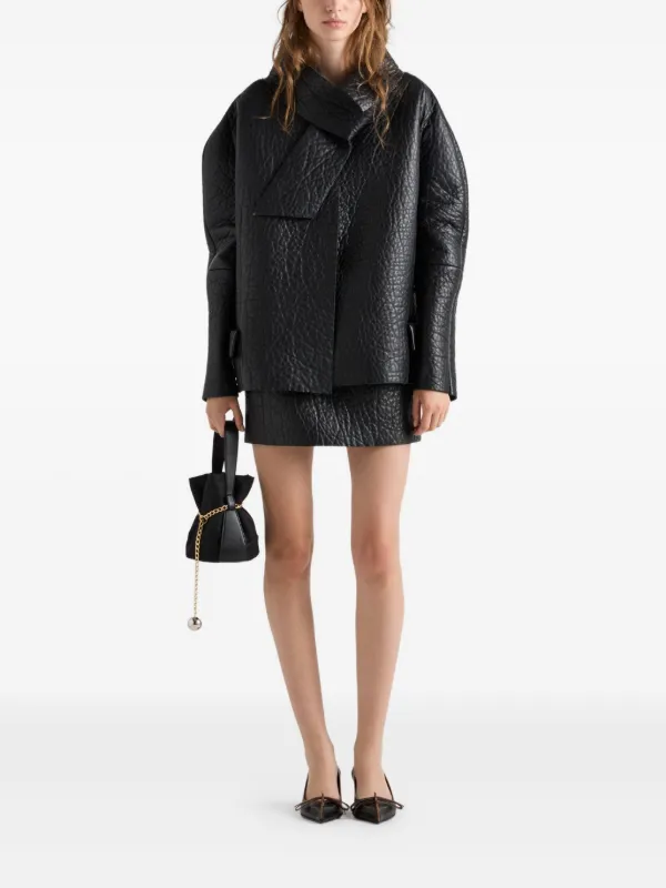 Prada テクスチャードレザー ミニスカート | ブラック | FARFETCH JP