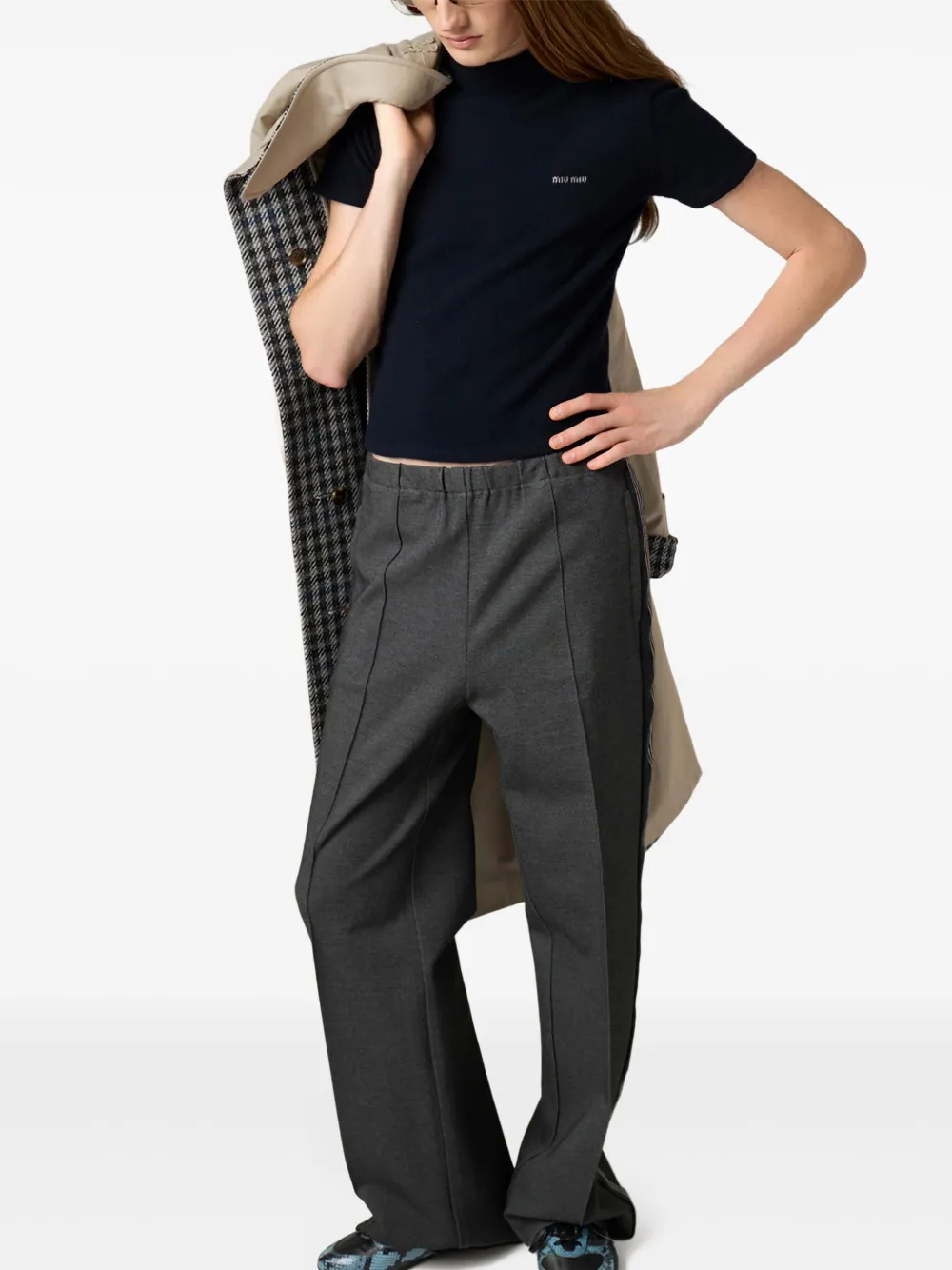 Miu Geribbelde coltrui Blauw