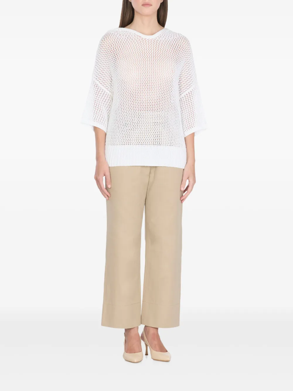 Antonelli perforated-pattern hooded sweater Wit