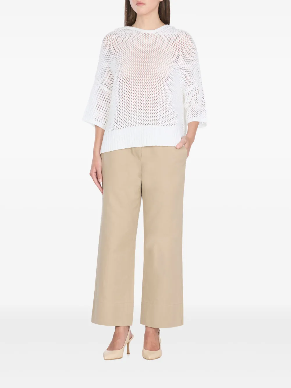 Antonelli perforated-pattern hooded sweater Wit