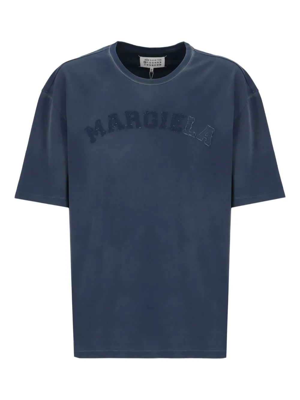 Maison Margiela logo-embroidered cotton T-shirt Blauw