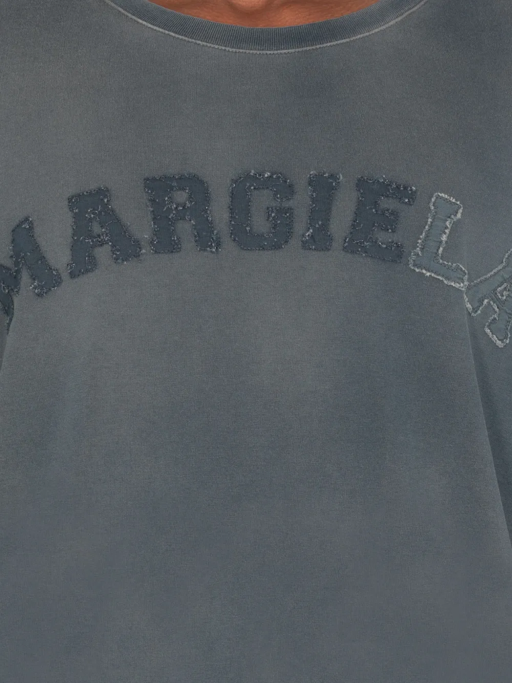 Maison Margiela logo-embroidered cotton T-shirt Blauw