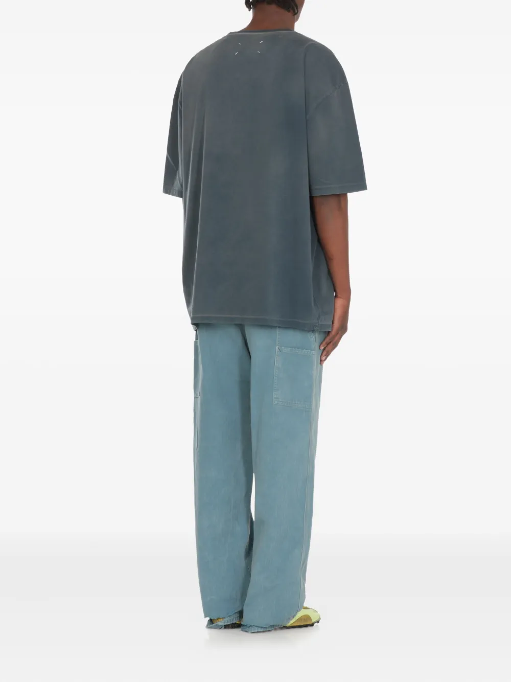 Maison Margiela logo-embroidered cotton T-shirt Blauw