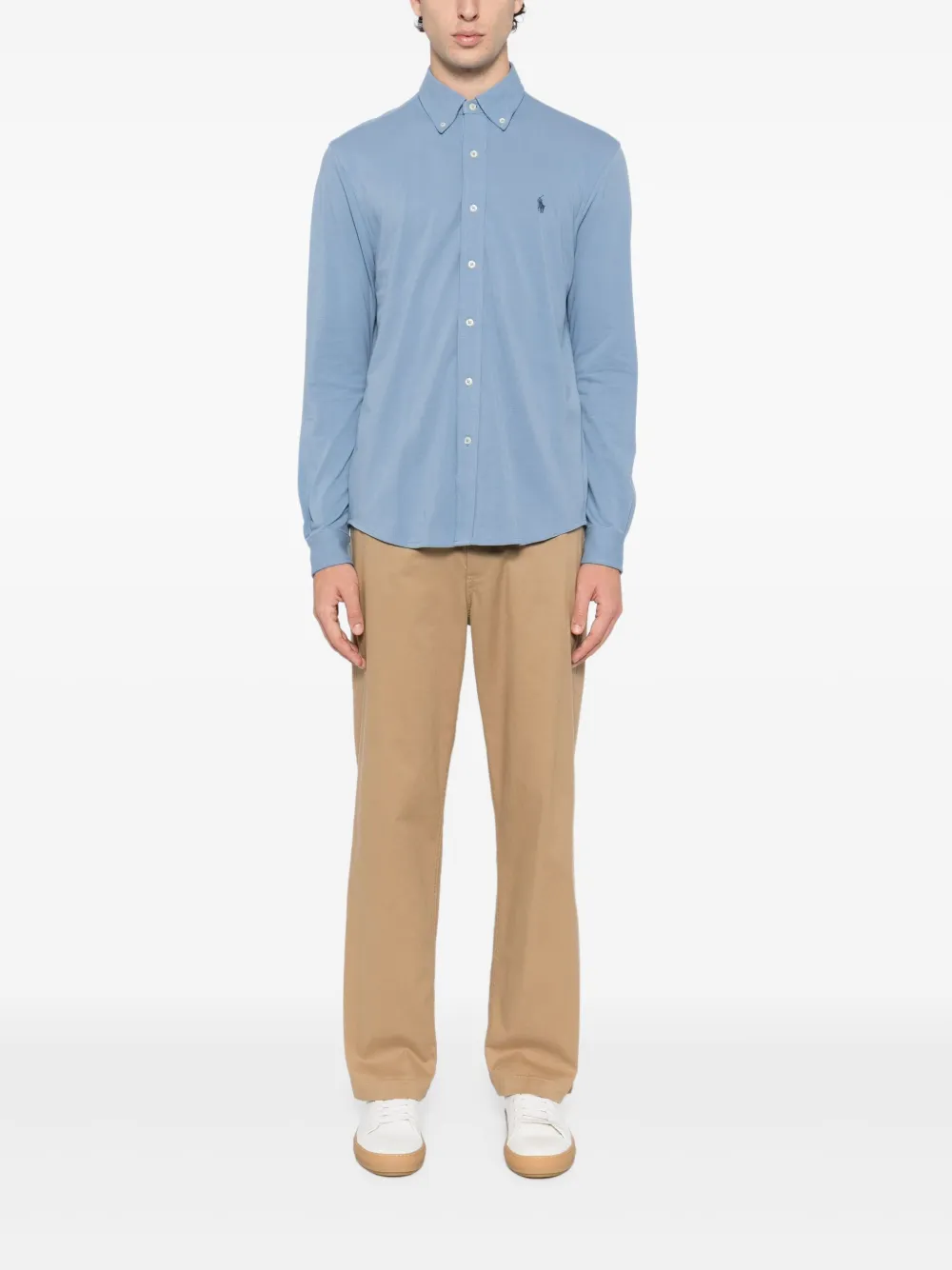 Polo Ralph Lauren Katoenen overhemd met geborduurd logo - Blauw