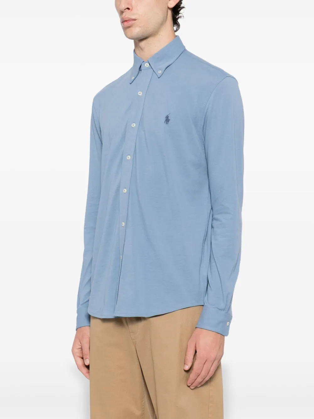 Polo Ralph Lauren Katoenen overhemd met geborduurd logo Blauw