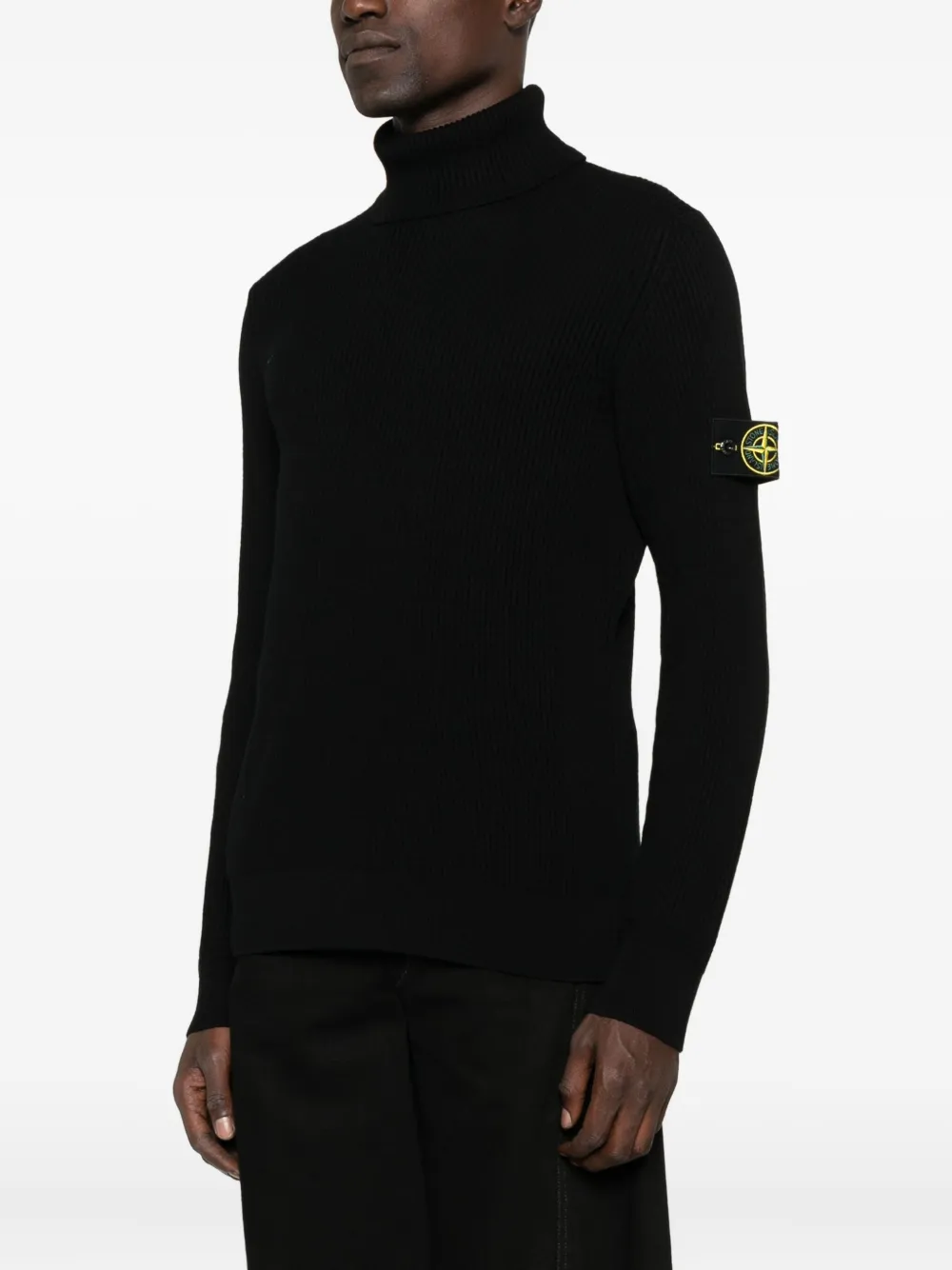 Stone Island ribbed high-neck sweater Zwart