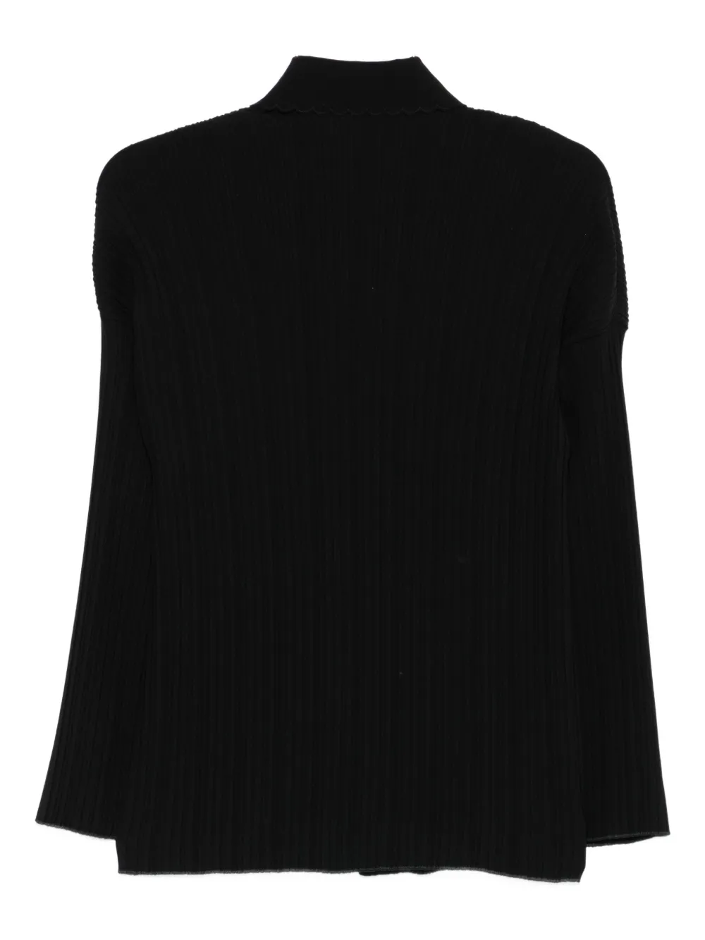 Forte Geribbelde blouse met knopen Zwart