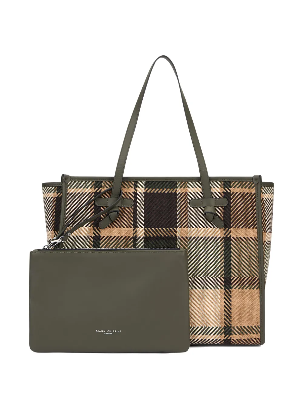 GIANNI CHIARINI Marcella shopper met tartan ruit Bruin