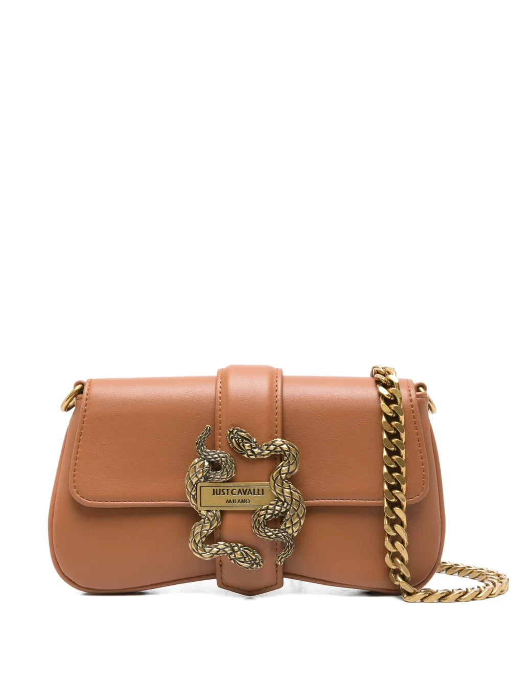 Just Cavalli Schoudertas met slangengesp Bruin