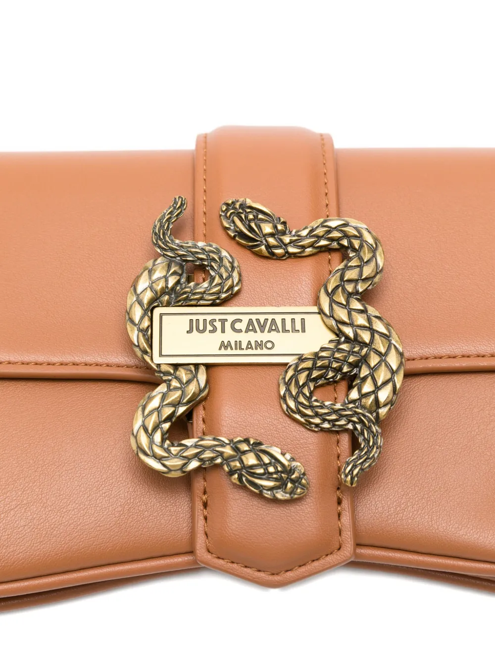 Just Cavalli Schoudertas met slangengesp Bruin