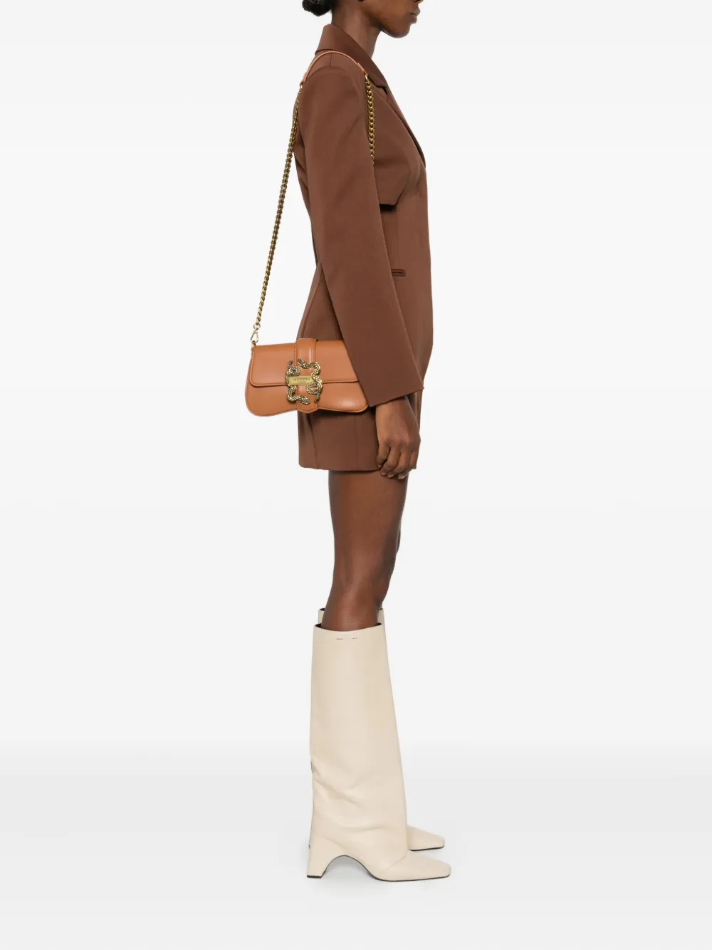 Just Cavalli snake-buckle shoulder bag - Bruin