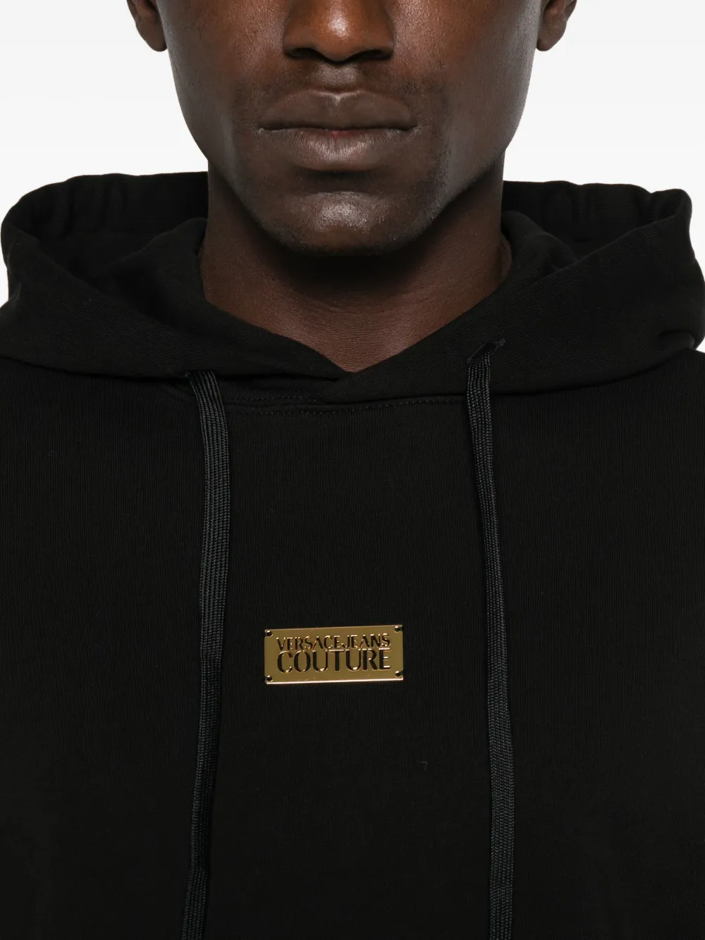 Versace Jeans Couture Hoodie met logoplakkaat Zwart
