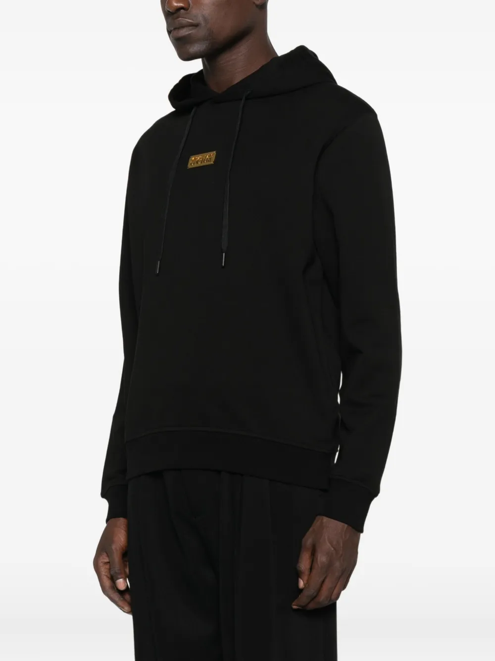 Versace Jeans Couture Hoodie met logoplakkaat Zwart