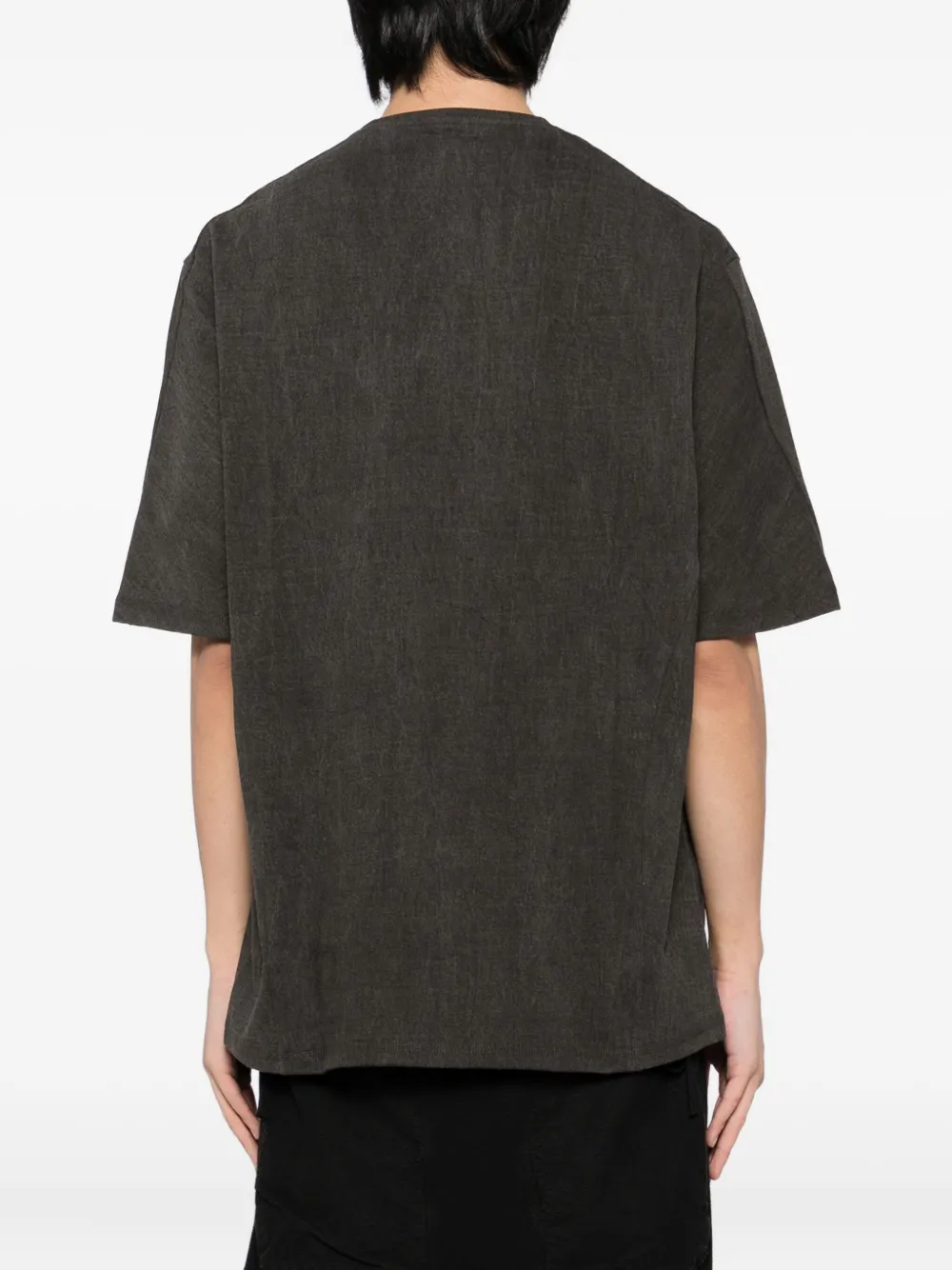 Devoa Panelled Cotton T-shirt In Brown