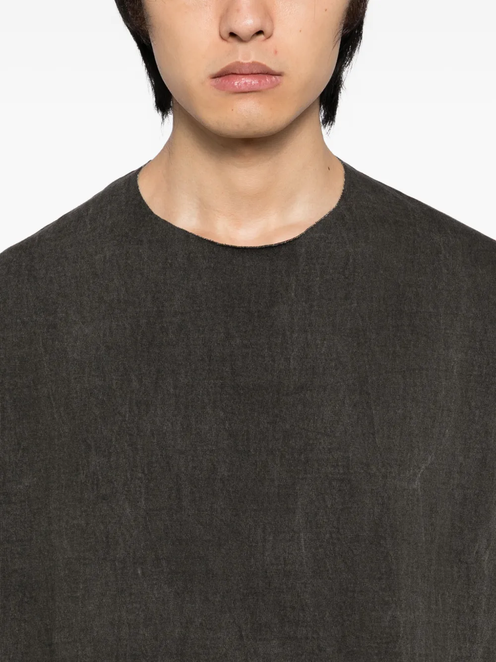 Devoa Panelled Cotton T-shirt In Brown