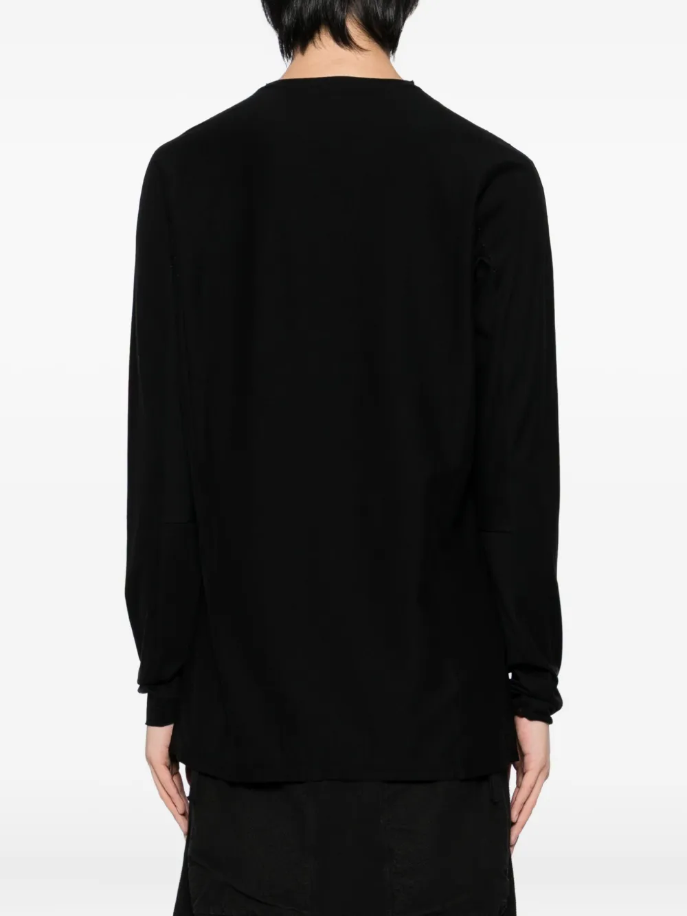 Devoa Raw-cut Cotton T-shirt In Black