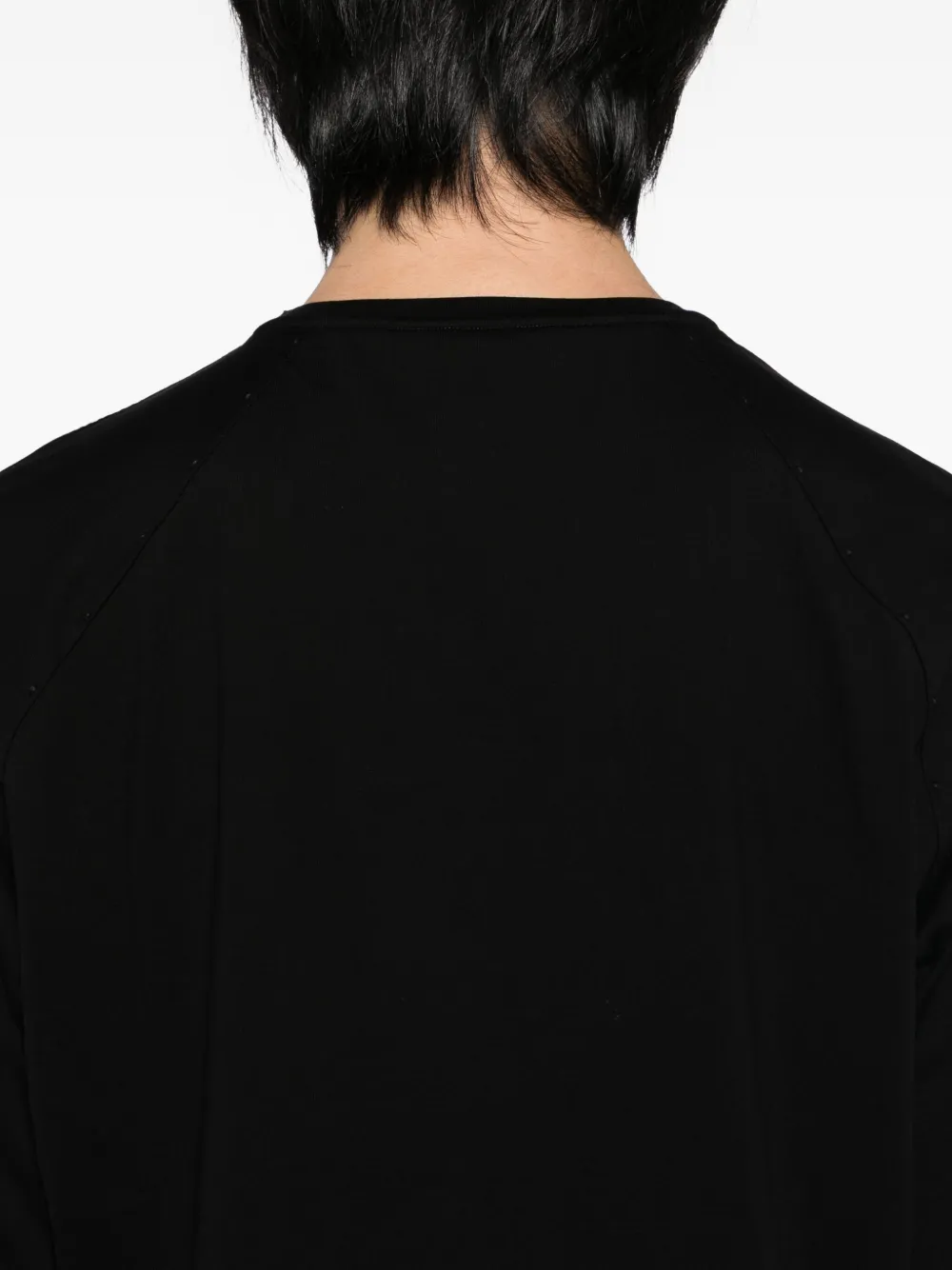Devoa Raw-cut Cotton T-shirt In Black