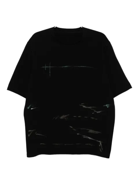 Devoa 브러시스트로크 장식 코튼 티셔츠